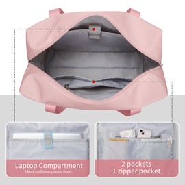 KALIDI Work Bags For Women Large Tote Bag With Zip Handbag Womens Totes Handbags Nylon For Travel, Beach, Work, School, Uni (Pink)