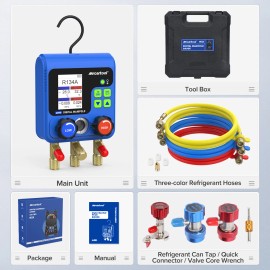 MRCARTOOL Digital Manifold Gauge Set HVAC Refrigeration System Vacuum Pressure Temp Tester
