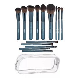 BS-Mall Juego De 14 Brochas De Maquillaje Azul