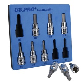 Hex/Allen Sockets Key Bits 3/8 InchDrive 2mm - 10mm US PRO 9pcs