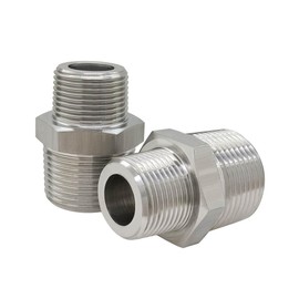 Hooshing 2PCS Stainless Steel 304 Reducer Hex Nipple 1" NPT Male to 3/4" NPT Male Thread Reducing Pipe Fittings Coupling for Home Piping Application