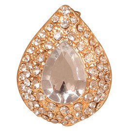 Touchstone New Indian Bollywood Stylish Fashion Beautifully Handcrafted Floral Sparkling Rhinestone Fabulous Designer Jewelry Oval Brooch Hair Accessory in Gold Tone for Women.