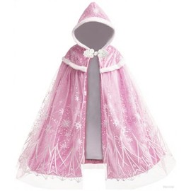 Hulaha Girls Fleece Princess Cape Kids Velet Hooded Play Cape Pink Snow Cape 5-7years