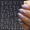 6Sheets Black Silver Line Nail Art Stickers 3D Self-Adhesive Stars