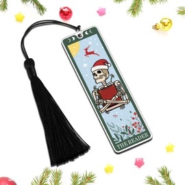 Octamber Christmas Bookmarks Christmas Gifts for Adults Teens Stocking Stuffers for Adults Women Men Santa Swap Gift Exchange Tarot Bookmark Funny Bookmarks for Women Men Gothic Gifts Skull Bookmark