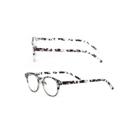 Readerest Round Blue Light Blocking Reading Glasses, UV Protection and Anti-Reflective Lenses, Spring Hinge Computer Reading Glasses, Deep Thoughts (3.00 Magnification, Clear/Black)