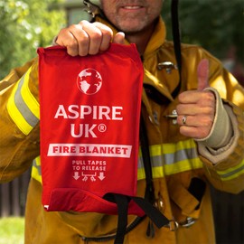 ASPIRE UK Emergency Fire Blanket - 1 Pack - Fire Suppression Blanket for Kitchen, 40” x 40” Fire Blanket for Home, Fiberglass Fire Blanket