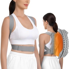 Posture Corrector Upper Back Support, Fully Adjustable Back Straightener for Mid, Upper Spine Support, Posture Corrector for Hunchback,Neck, Shoulder, Clavicle and Back Discomfort Relief Grey