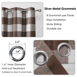 Melodieux Buffalo Check Plaid Blackout Curtains 90 Inches Long for Bedroom, Living Room Thermal Insulated Room Darkening Grommet Drapes, Brown, 50 x 90 Inch, 2 Panels