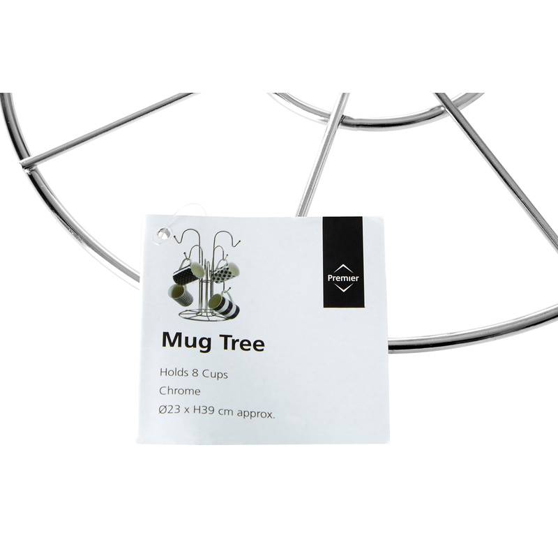 Premier Housewares 8 Cup Mug Tree - Chrome