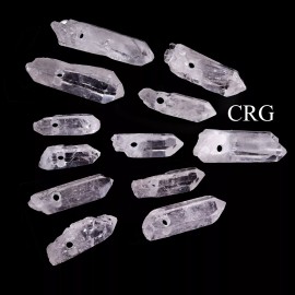7 Crystal Quartz Drilled Points (10 Pieces) Size 1 to 1.75 Inches Drilled Crystal