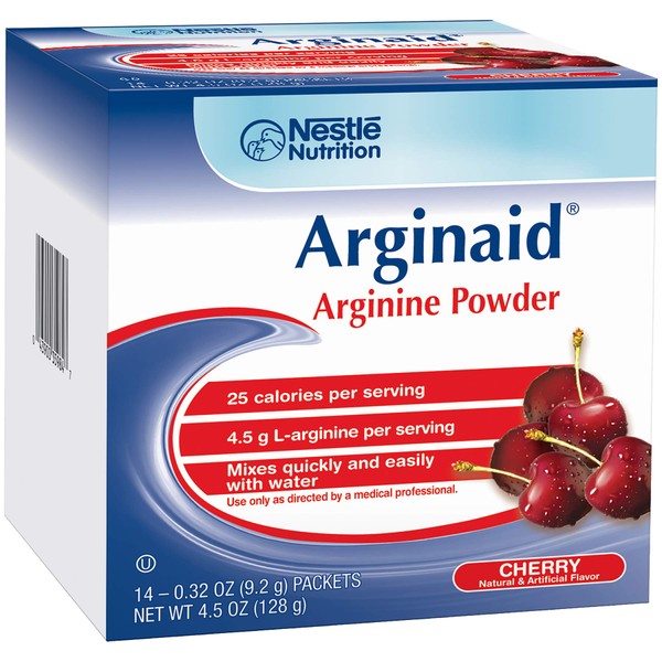 Arginaid Arginine Powder Drink Mix, Cherry - Nutritional Needs for Wound Care - 0.32 OZ Packets (14 CT/Pack) (Pack of 2)