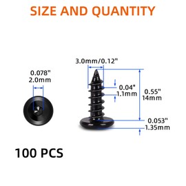 MewuDecor M3 x 14mm Flat Head Socket Cap Self Tapping Screws, 304 Stainless Steel, Hex Drive, Black Finish, 100 PCS