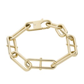 Fossil Women's Heritage D Link Stainless Steel Chain Bracelet, Color: Gold (Model: JF04234710)