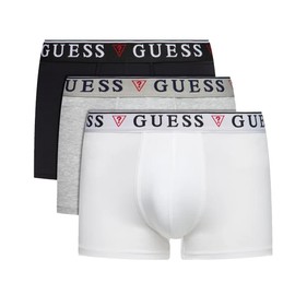 GUESS Men's Eco Brian Hero Boxer Trunk 3 Pack, Black White Combo
