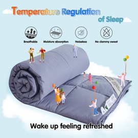 YOUR MOON Luxurious All Season Wool Comforter Queen Size 100% Natural Australian Wool Duvet, Hypoallergenic Premium Wool Filled Comforter, Noiseless Cotton Cover, Medium Weight (Silver Gray)