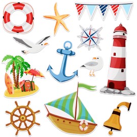 Konohan 12 Pcs Cruise Door Magnets Cruise Cabinet Door Decorations Magnetic Stickers Sea Navigation Summer Fridge Car Magnets for Cabin Carnival Refrigerator