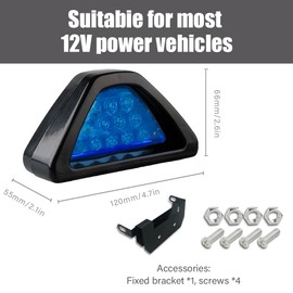 QZTYTY Car F1 Style Brake Light, Car Stop Light, Third Brake Triangle Super Bright Warning Flash Light with 12 LED, Car Accessories Rear Tail Fog Lights for SUV Truck Trailer Motorcycle (Blue)