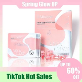 Misoour Collagen & Astaxanthin Neck Mask Set: Deeply Hydrate,Lift & Smooths Wrinkles|Containing collagen,Multi-petides,Pro-Xylane,Astaanthin,Glycerin - Specification: 1 Set