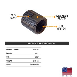 Tredox Thread Protector 5/8-24 W/Flats for .308, CNC Machined Thread Protector
