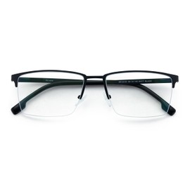 V.W.E. Men Premium Optical Frame Wide Large Head Reading Glasses Half Rim Metal - Reader 145MM DRM03 (Black, 3.00, x)