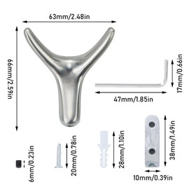 Cow Head Towel Hooks Creative Coat Robe Hooks Wall Hooks for Heavy Duty Bathroom Bedroom Kitchen Hotel Pool Hanging Towel Clothes Hats Bags 4 Pcs (Brushed nickel - Grey)