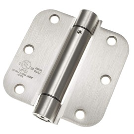 Cauldham (2 Pack) Heavy-Duty 3-1/2" Self-Closing Spring Door Hinge with 5/8" Radius Corners, UL Listed - Satin Nickel