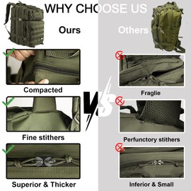 CtopxCone 45L Military Tactical Backpack Large Army 3 Day Molle Assault Pack Bug Out Bag Rucksack Daypack for Men Women Outdoor Hiking Army Camping, Army Green