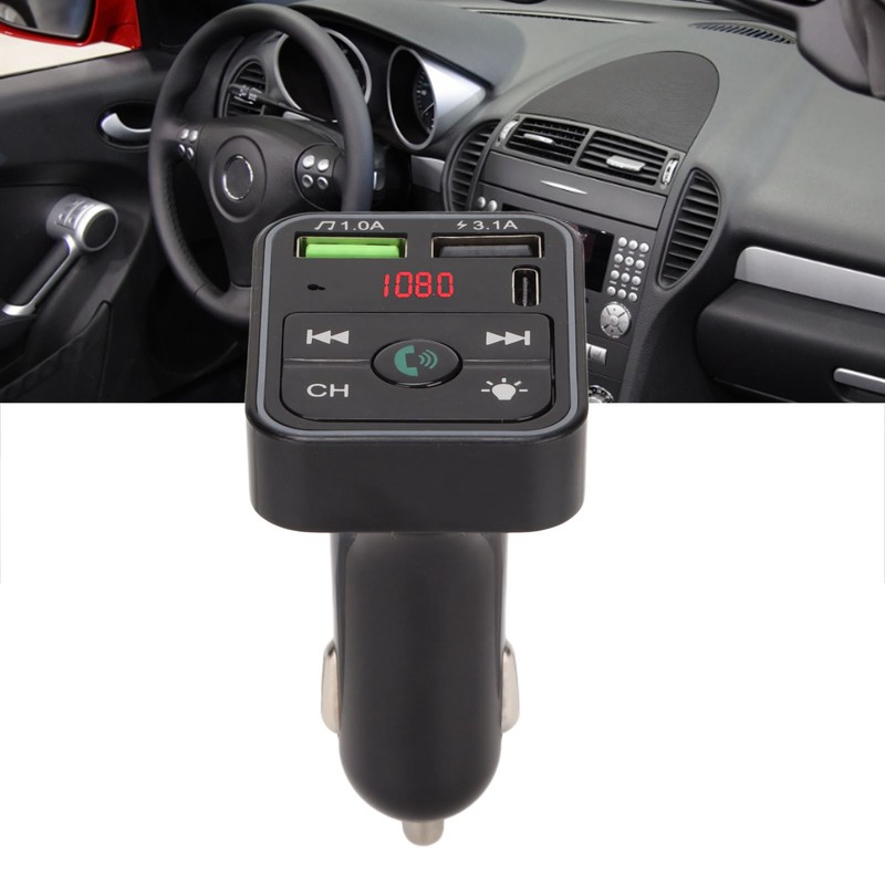 Bluetooth 5.0 FM Transmitter Hands Free Call USB 2.0 Music