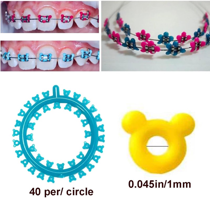 Dental Orthodontic Ligature Ties O-rings Multi-color Cat Flower Mouse Shape