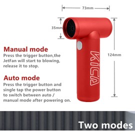 Kica Jetfan 1.0 Electric Air Duster Cordless Portable Cleaning Tool for Computer/Housework/BBQ/Outdoor/Camping/BarberStore/Car,Aluminum Body,Up to 86000RPM, Environmental Air Can Tool - Red