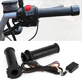 Qiilu Electric Hot Hand Grips, 1 Pair 22mm(7/8Inch) Adjustable Power(12W-24W) Electric Heated Hand Grips Hot Warm Handlebar for Motorcycle ATV Black