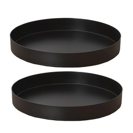 2 Pack Black Metal Round Tray, Candle Holder Tray, Decorative Serving Tray, Coffee Table Trays for Modern Farmhouse Home Decorations (7.8")