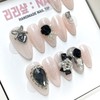 Gorgeous Chic Black Rose Handmade Nail Tips - Short Almond