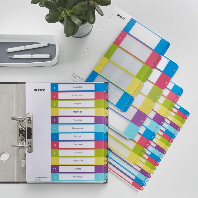 Leitz Wow A4+ Printable 1-12 Dividers - Multicolour