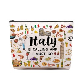CEASQVAA Italy Travel Gift Makeup Bag, Italy Lover Themed Gifts for Traveller Women Friends, Italian Travel Trip Essentials Souvenir, Italian Trip Gifts for Women Party Favors