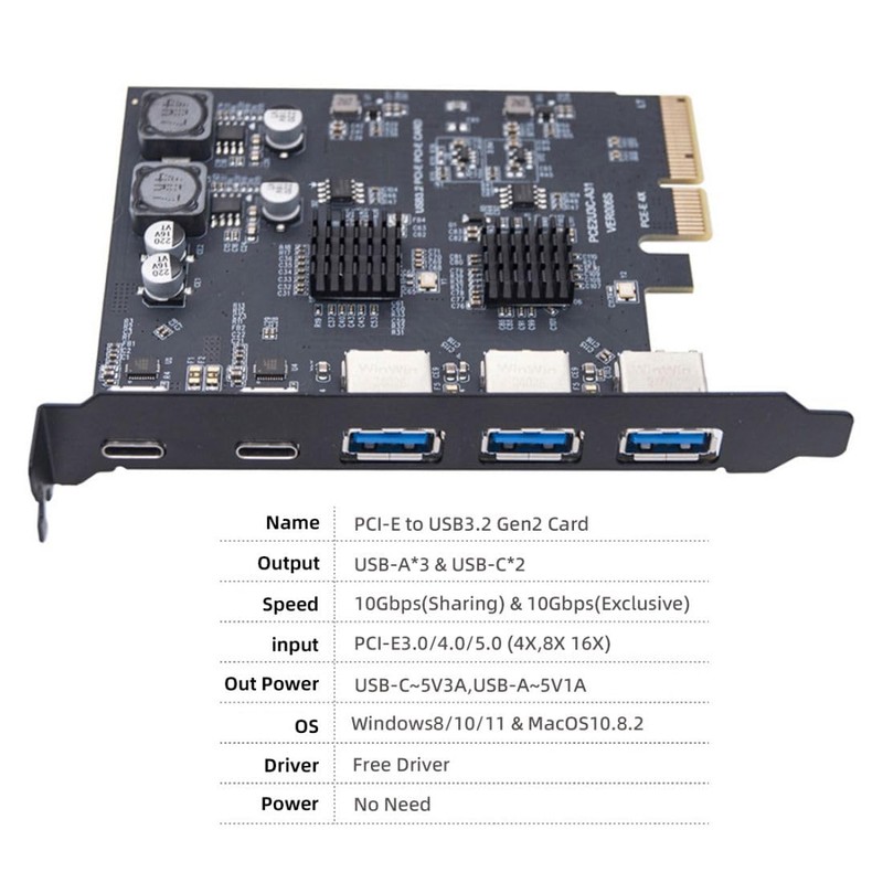 chenyang 5 Port PCI-E 4X to 2 USB C/3 USB