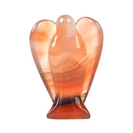 Carved Red Agate Gemstone Peace Angel Pocket Guardian AngelHealing Statue 1.5 inch