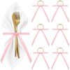 Riceshoot 6 Pcs Velvet Bow Napkin Rings, Christmas Napkin Rings,Pink