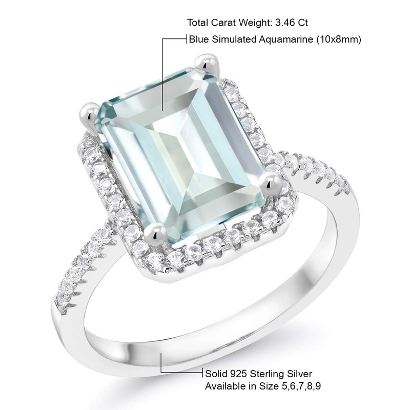 Gem Stone King 3.46 Cttw Anillo de Plata de Ley