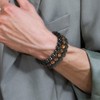 Mabor 3Pcs Men Beaded Bracelet Set Elastic 8mm Bead Tiger