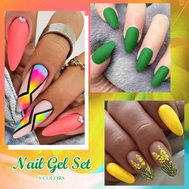 MSRUIOO 12PCS Neon Gel Nail Polish Set, 8 Colors Gel Polish Kit Hot Pink Orange Green Blue Soak Off UV/LED Nail Polish Gel Set DIY Home Salon Gifts for Women 8ml/0.27fl.oz