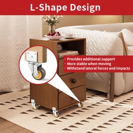 HOD Side Mount Casters, 2 Inch L-Shaped Small Caster Wheels Set of 4, Furniture Casters 360° Swivel Wheels for Furniture, Table, Baby Bed, Carts Trolley, Cabinet, Loading Capacity 180Lbs