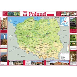 Wall Map of Poland Paper Laminated 23.4 x 16.5 inches