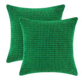 Urban Funk Collective - Pack of 2 Double-Sided Corduroy Corn Kernels Moden Decorative Throw Pillow Covers 18x18'' (45x45cm) Anti-Static Removable Washable Pillowcase Cushion Covers (Green)