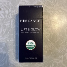 PUREANCE Lift & Glow Certified Organic Anti-Aging Eye Cream - .5 Fluid Ounce NIB