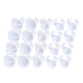 Aeyistry 200 Pcs Tattoo Glue Ink Holder,Disposable Eyelash Extension Glue Rings,Nail Art Extension Rings(White)