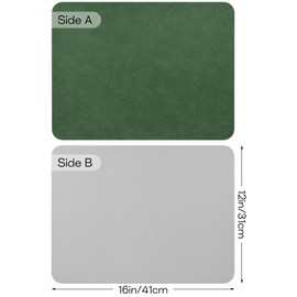 APLKER Faux Leather Placemats Set of 6 Table Mats Heat Resistant Reversible Place Mats, Waterproof Wipeable Dining Table Place mats for Home Party Outdoor, 12 x 16 Inch (Green/Grey, 6)