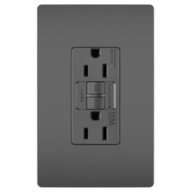 Legrand radiant 1597TRWRBK 15 Amp Outdoor GFCI Self Test Tamper Resistant Weather Resistant Decorator Duplex Outlet, Black (1 Count)