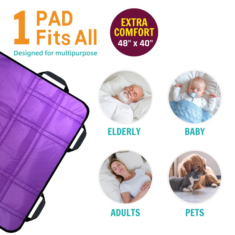 NurtureCare Upgraded 3-Layer Comfort Positioning Bed Pad with Handles Washable